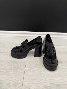 Aldo | Patent Platform Loafers with Chunky Block Heel